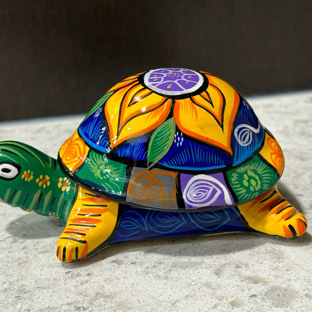 Mexican Colorful Turtle Trinket Box Jewelry Box Folk Art - Picture 5 of 7